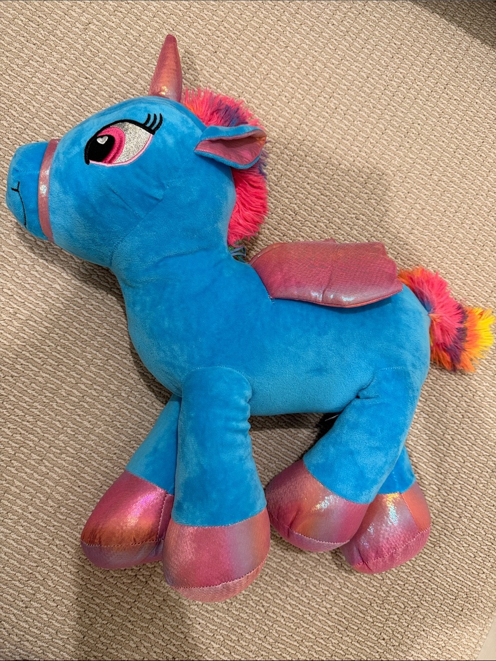 Blue & Pink Plush Unicorn Toy - Kids Stuffed Animal
